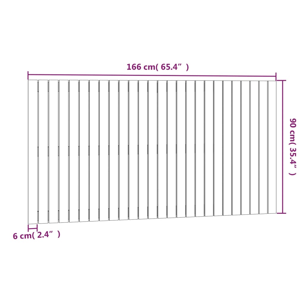 tömör fenyőfa fali fejtámla 166x3x90 cm