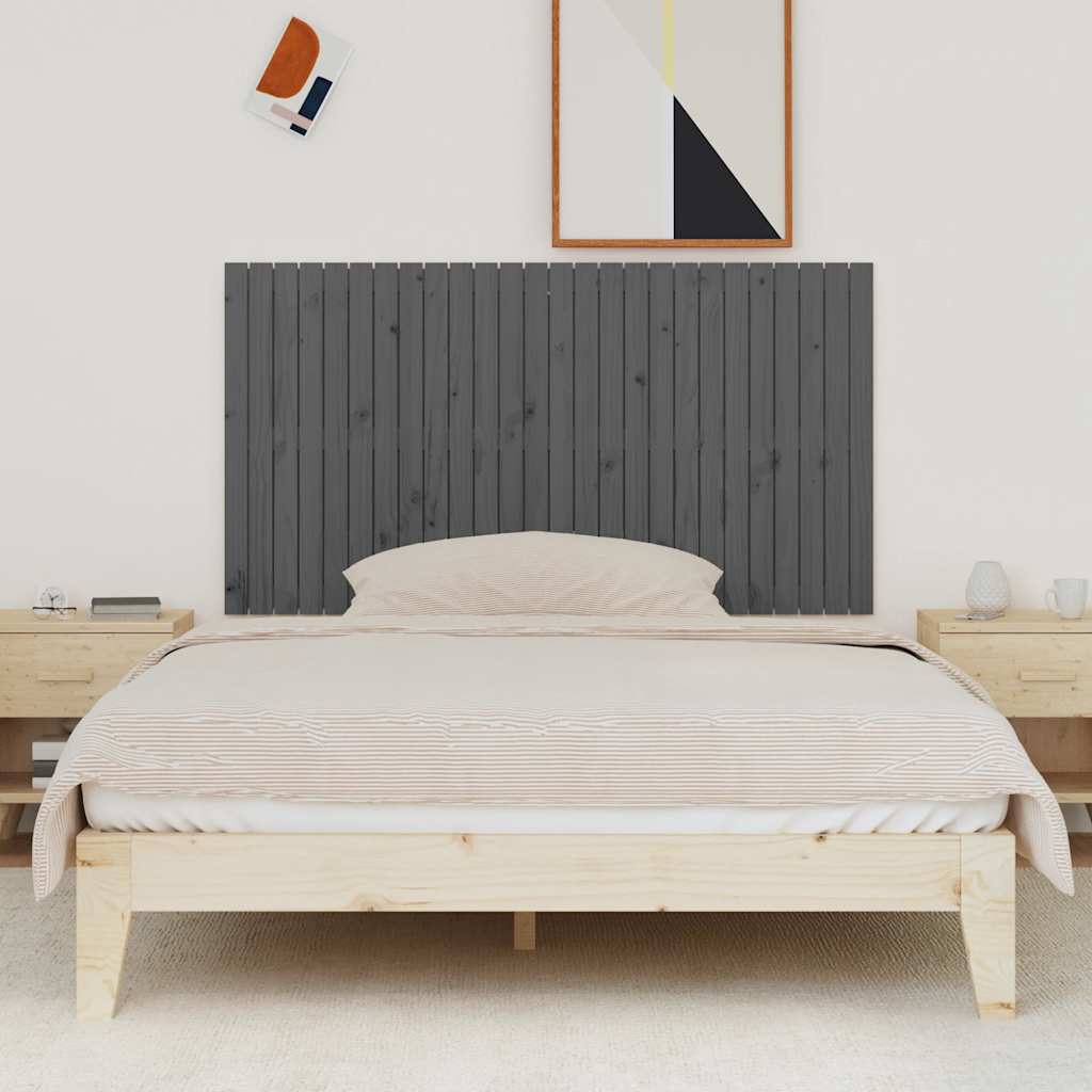 szürke tömör fenyőfa fali fejtámla 166x3x90 cm