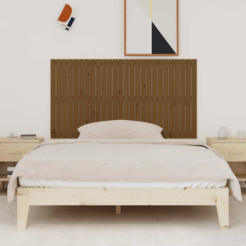 mézbarna tömör fenyőfa fali fejtámla 166x3x90 cm
