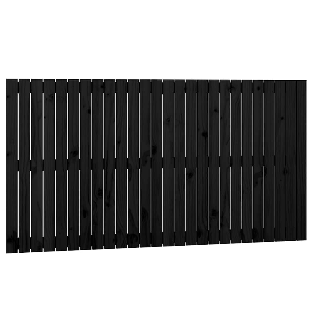 fekete tömör fenyőfa fali fejtámla 166x3x90 cm