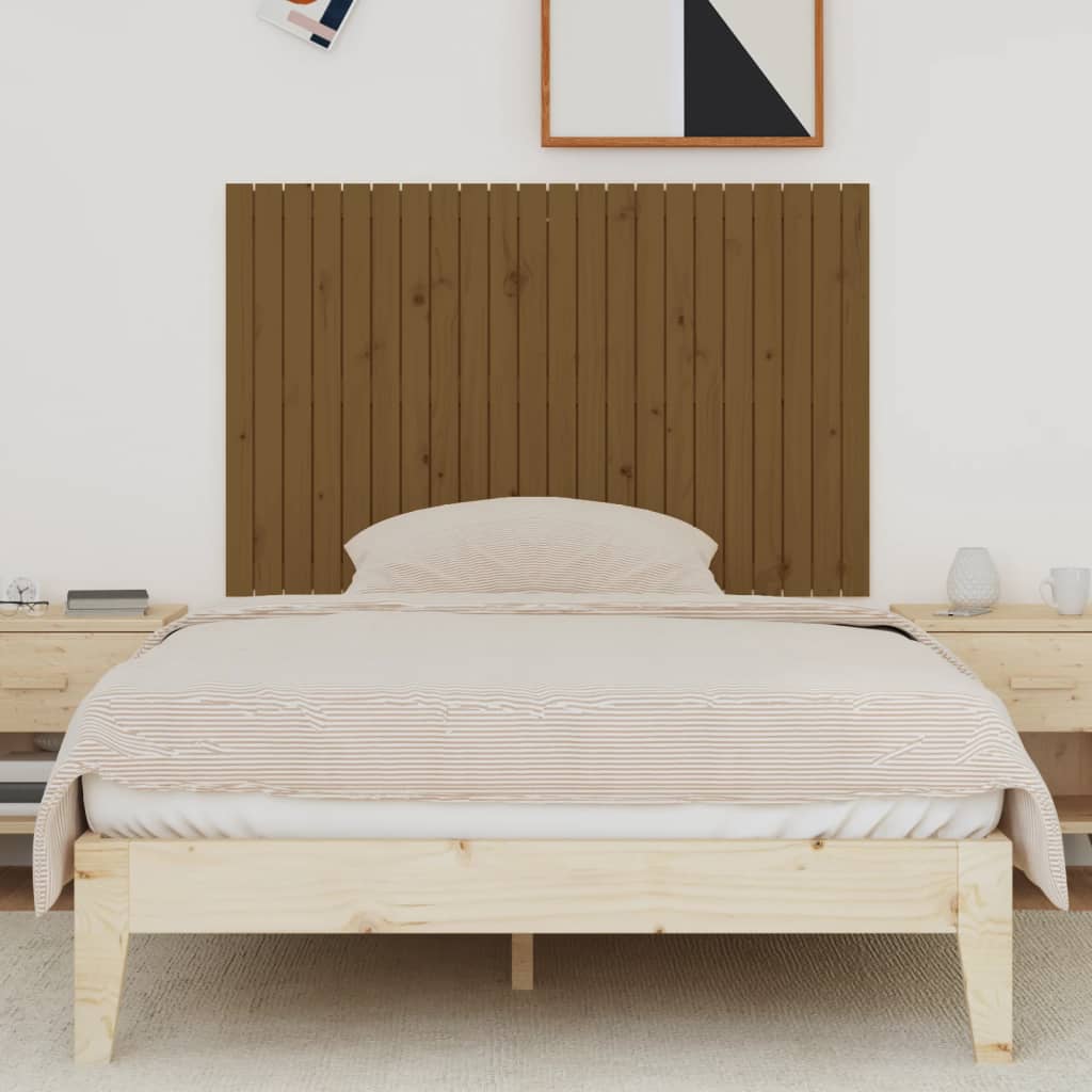 mézbarna tömör fenyőfa fali fejtámla 140x3x90 cm