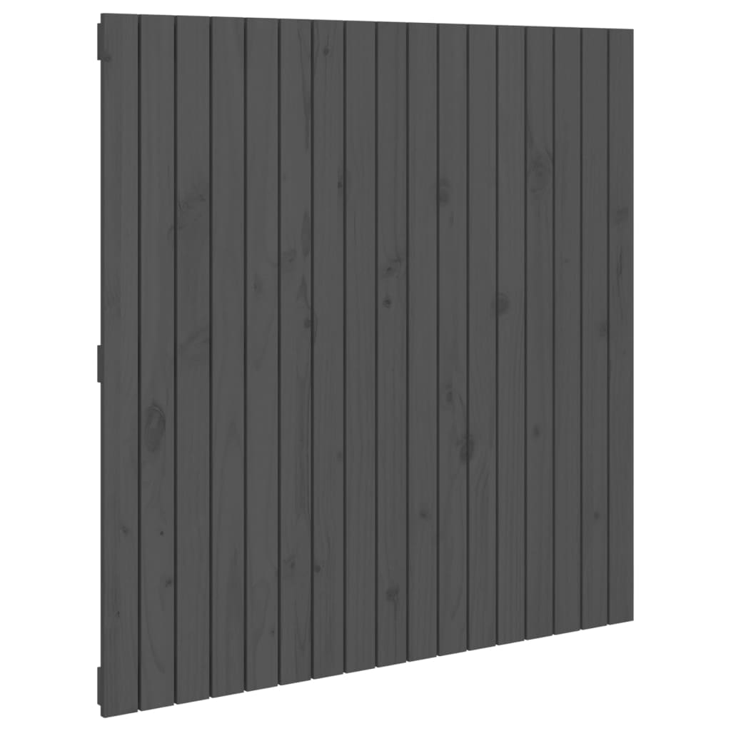 szürke tömör fenyőfa fali fejtámla 108 x 3 x 110 cm