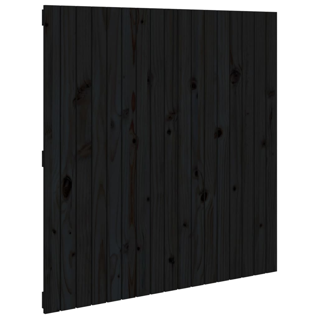 fekete tömör fenyőfa fali fejtámla 108 x 3 x 110 cm