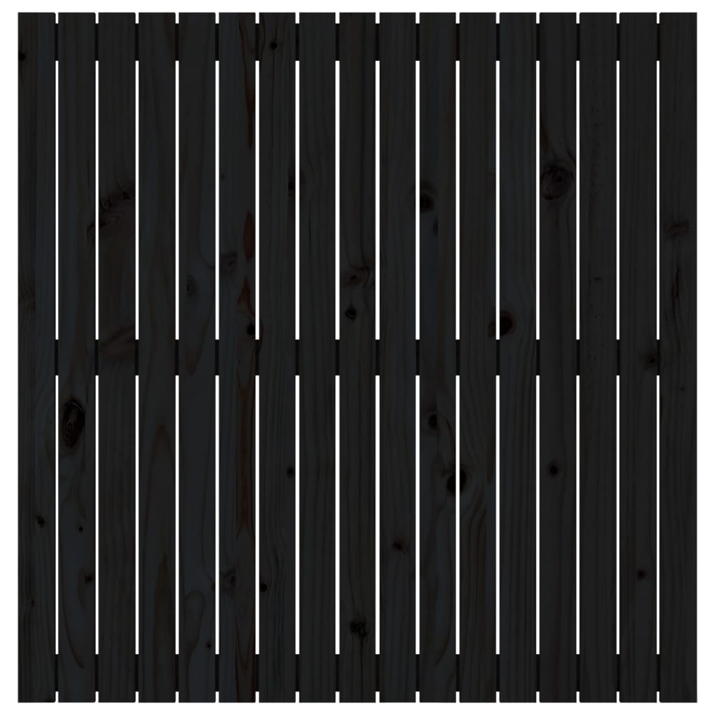 fekete tömör fenyőfa fali fejtámla 108 x 3 x 110 cm