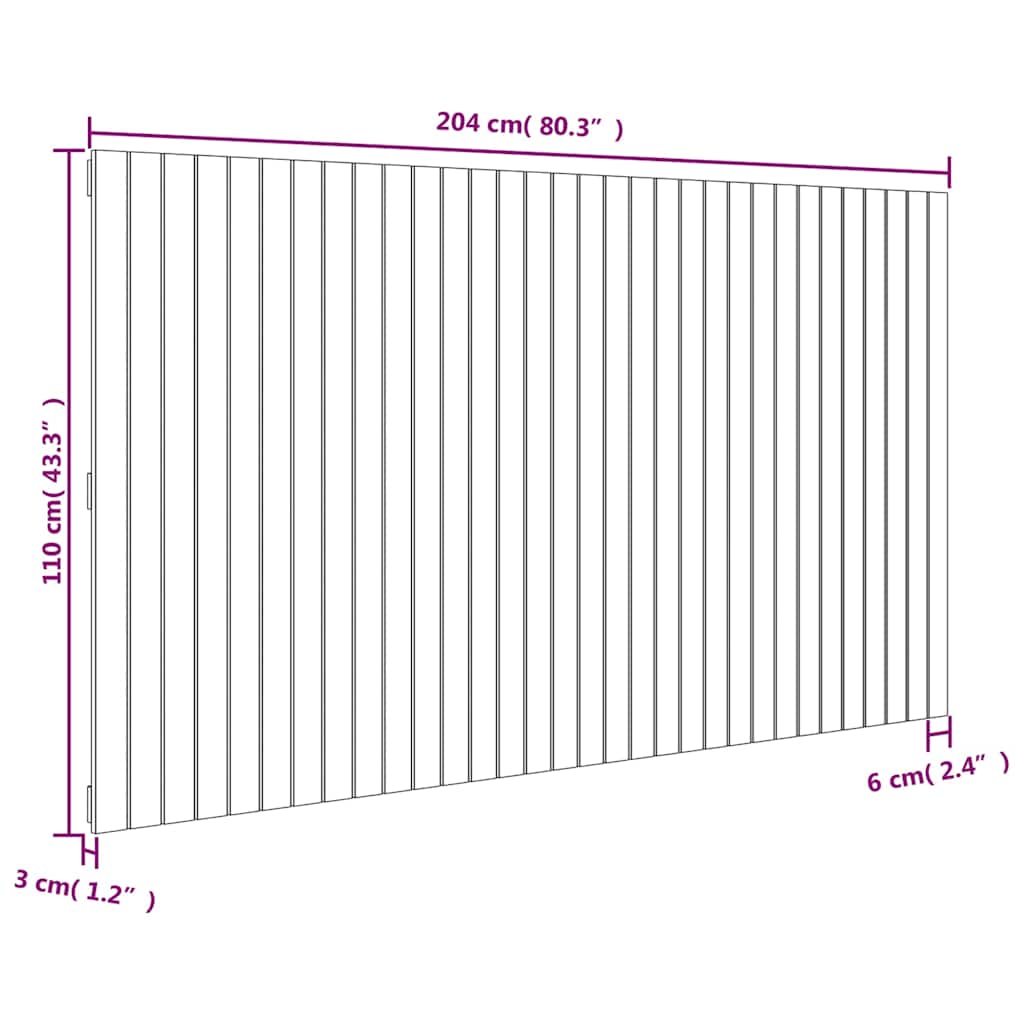 mézbarna tömör fenyőfa fali fejtámla 204x3x110 cm