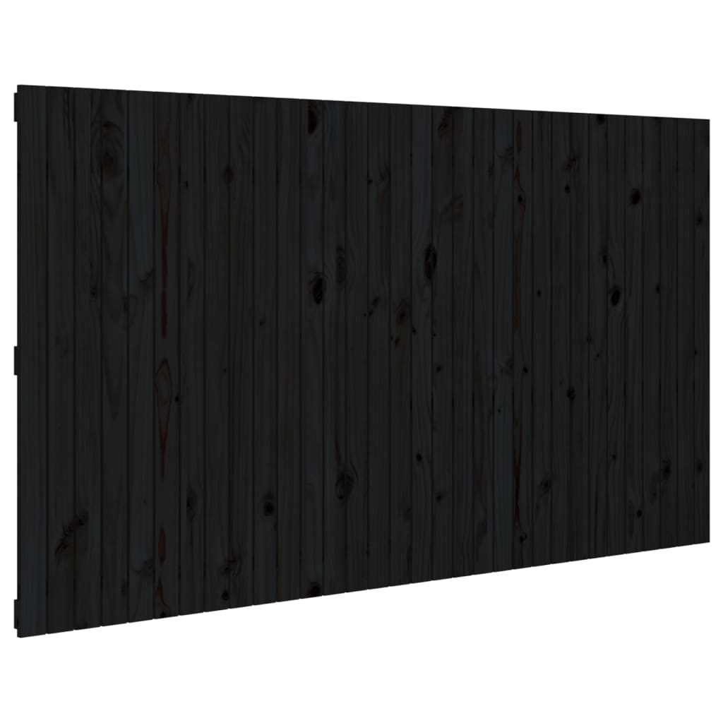 fekete tömör fenyőfa fali fejtámla 204x3x110 cm