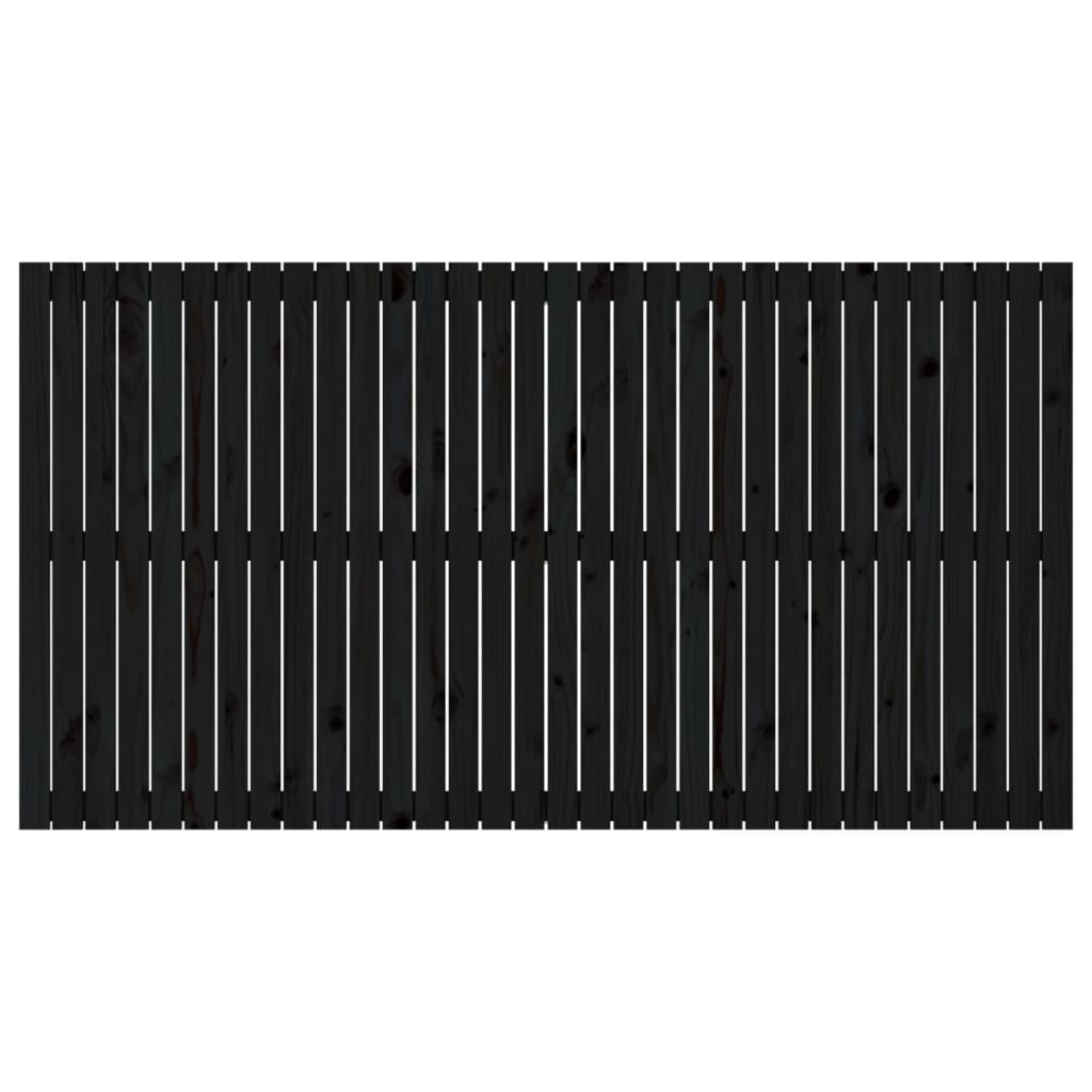 fekete tömör fenyőfa fali fejtámla 204x3x110 cm