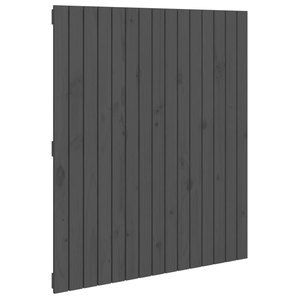 szürke tömör fenyőfa fali fejtámla 95,5x3x110 cm