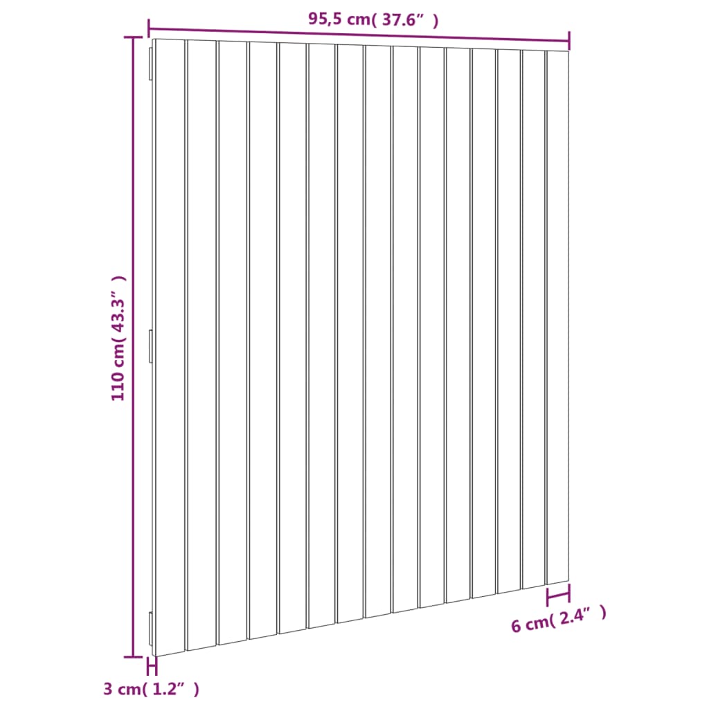 mézbarna tömör fenyőfa fali fejtámla 95,5x3x110 cm