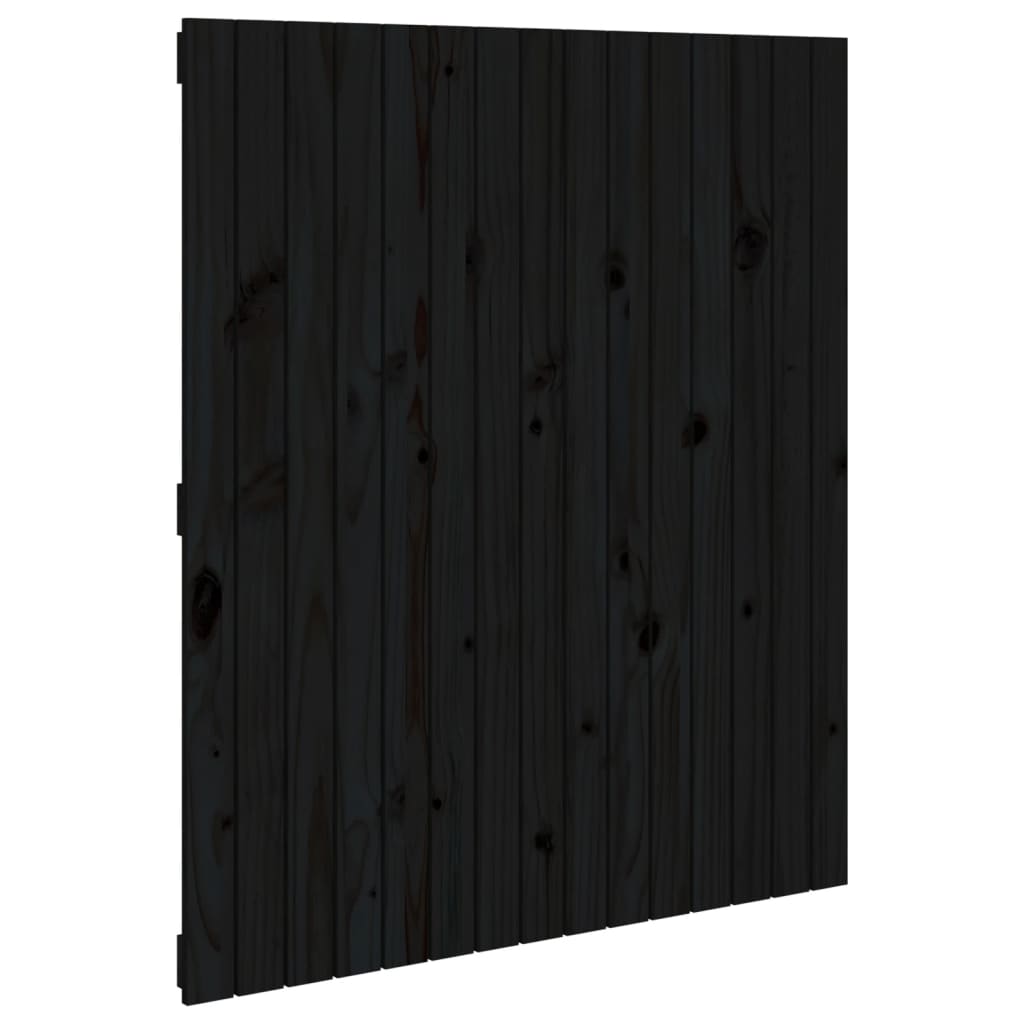 fekete tömör fenyőfa fali fejtámla 95,5x3x110 cm