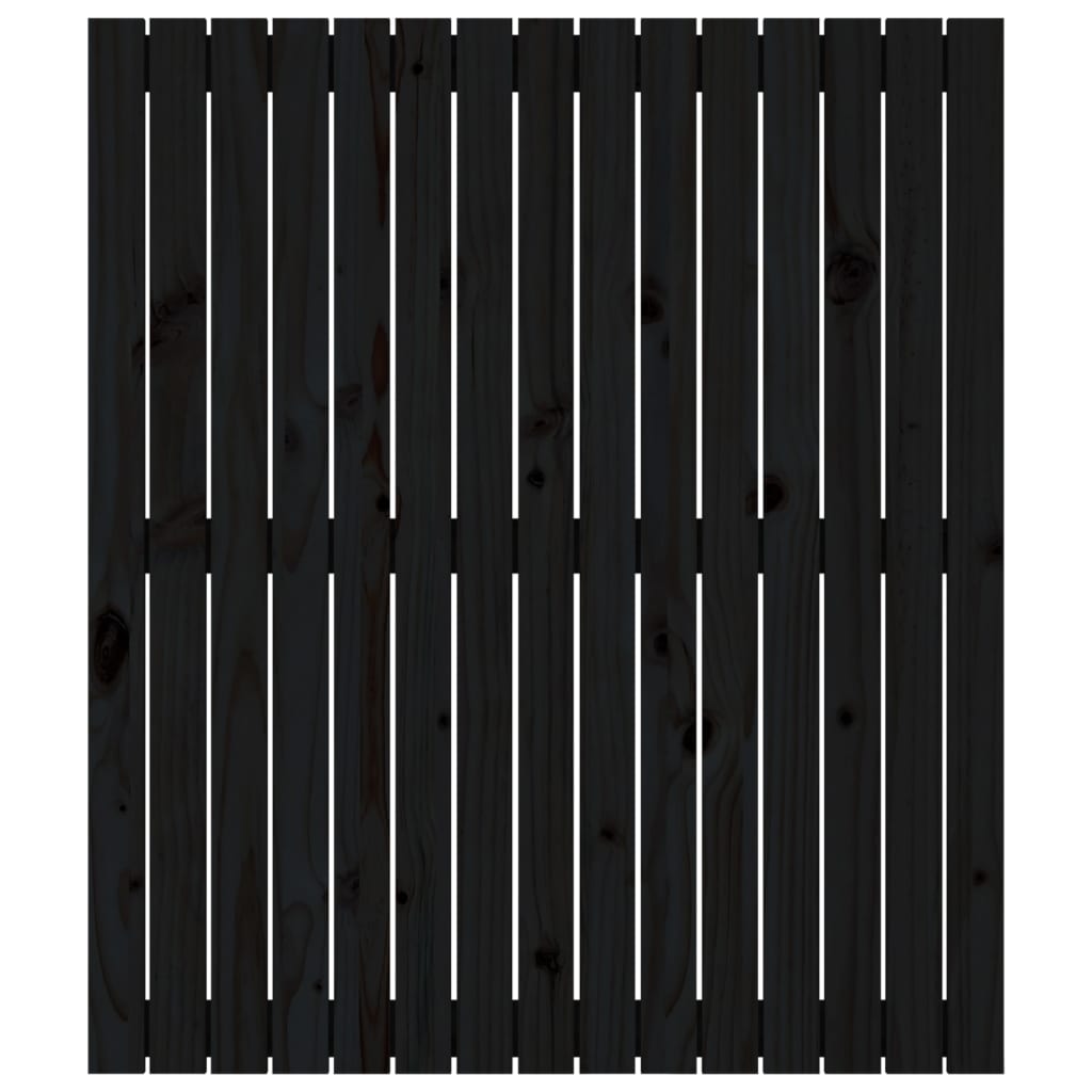 fekete tömör fenyőfa fali fejtámla 95,5x3x110 cm