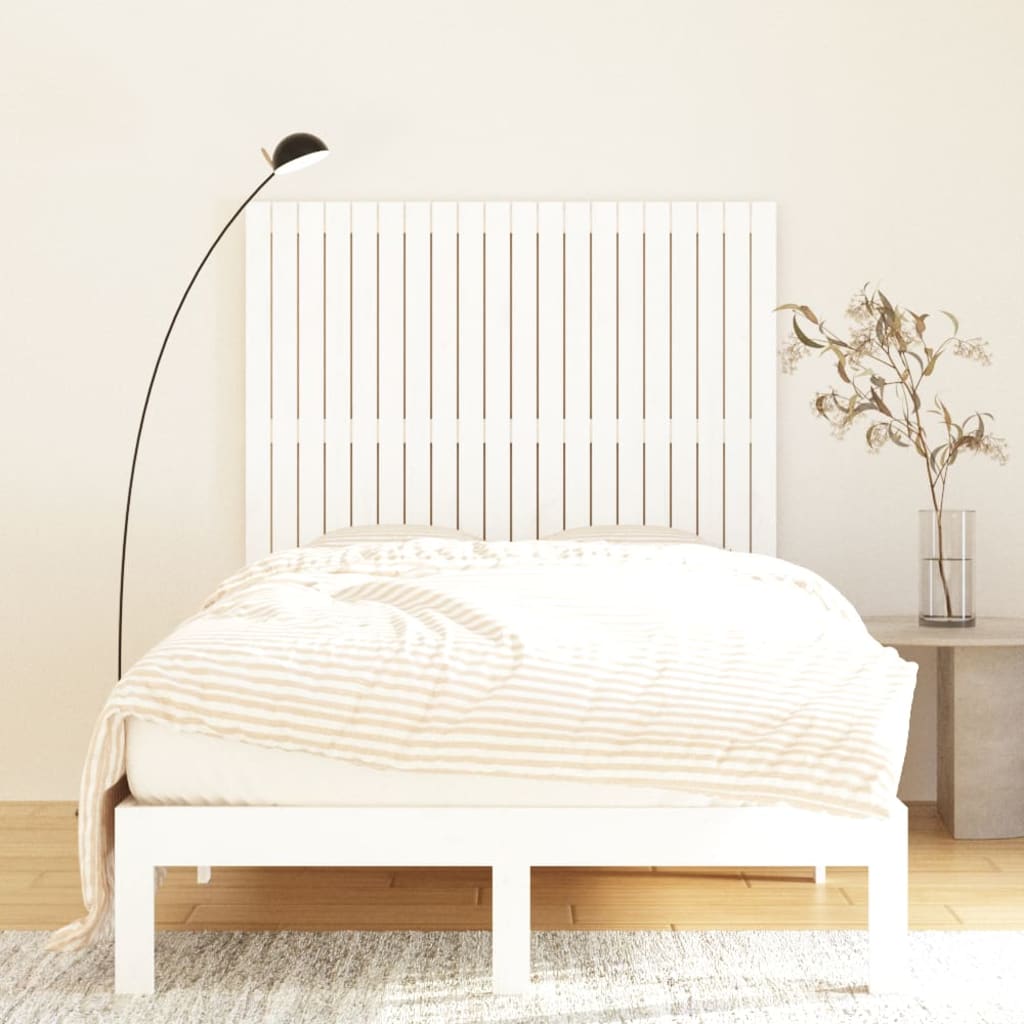 fehér tömör fenyőfa fali fejtámla 127,5x3x110 cm