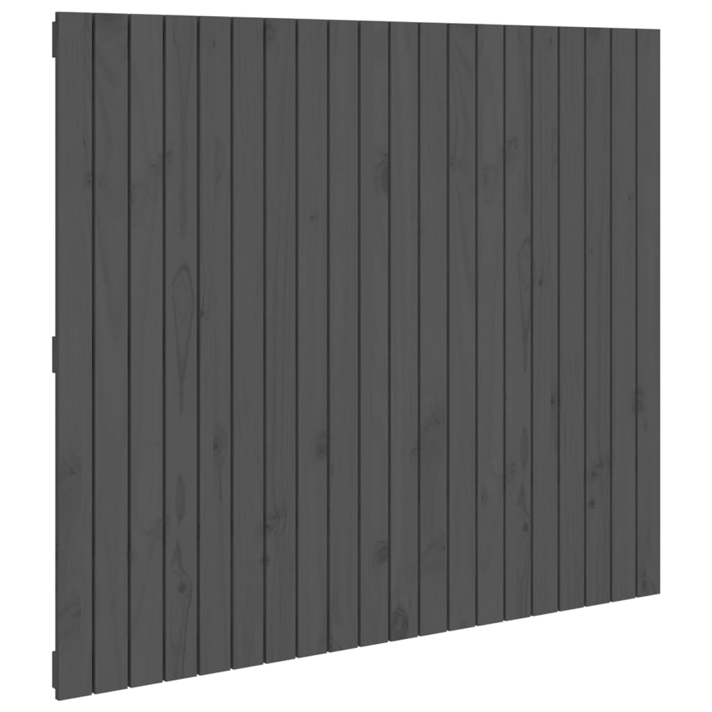 szürke tömör fenyőfa fali fejtámla 127,5x3x110 cm