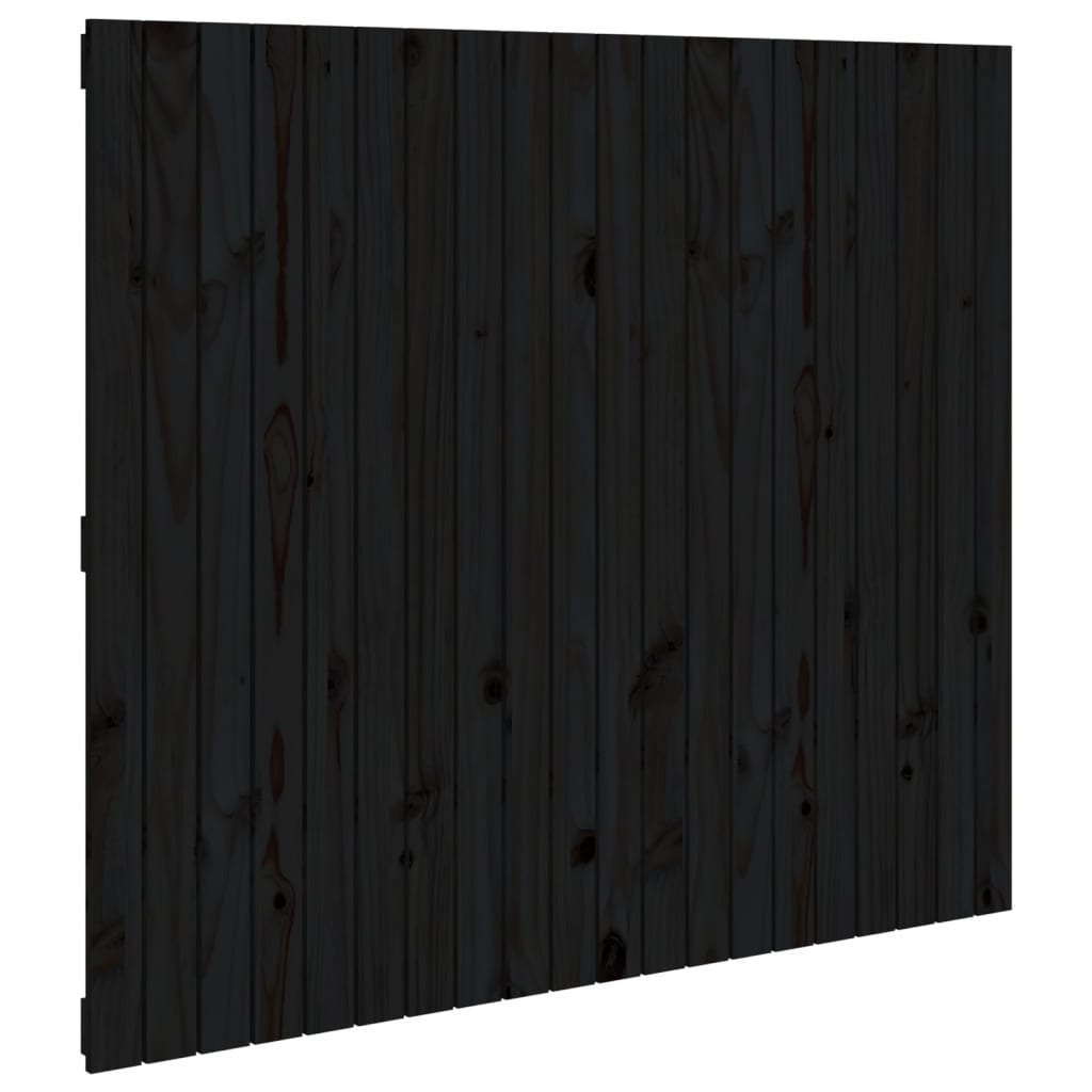 fekete tömör fenyőfa fali fejtámla 127,5 x 3 x 110 cm