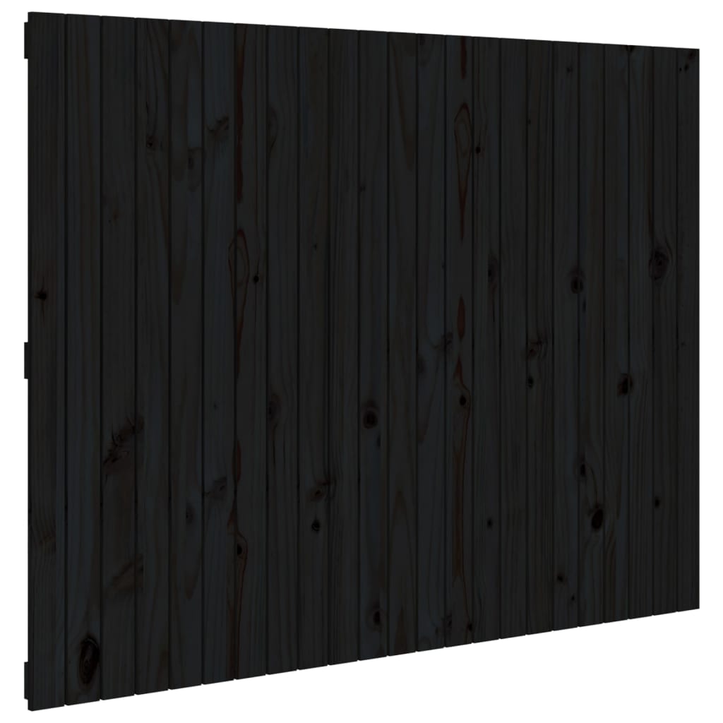 fekete tömör fenyőfa fali fejtámla 146,5x3x110 cm