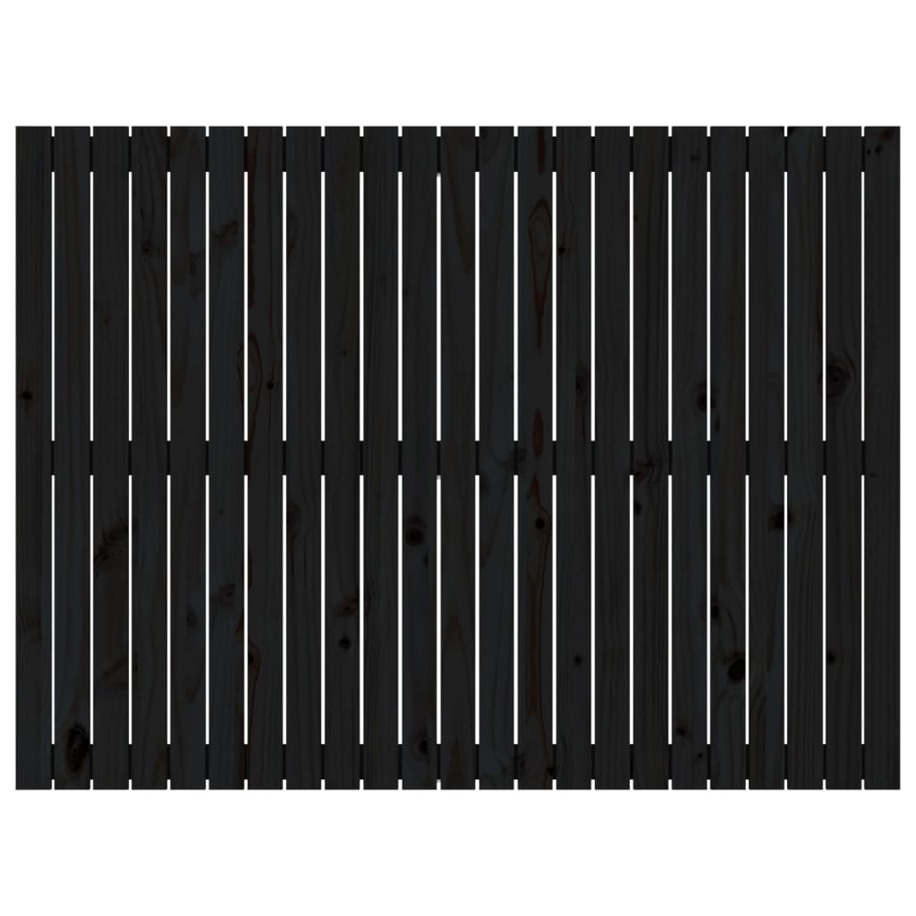 fekete tömör fenyőfa fali fejtámla 146,5x3x110 cm