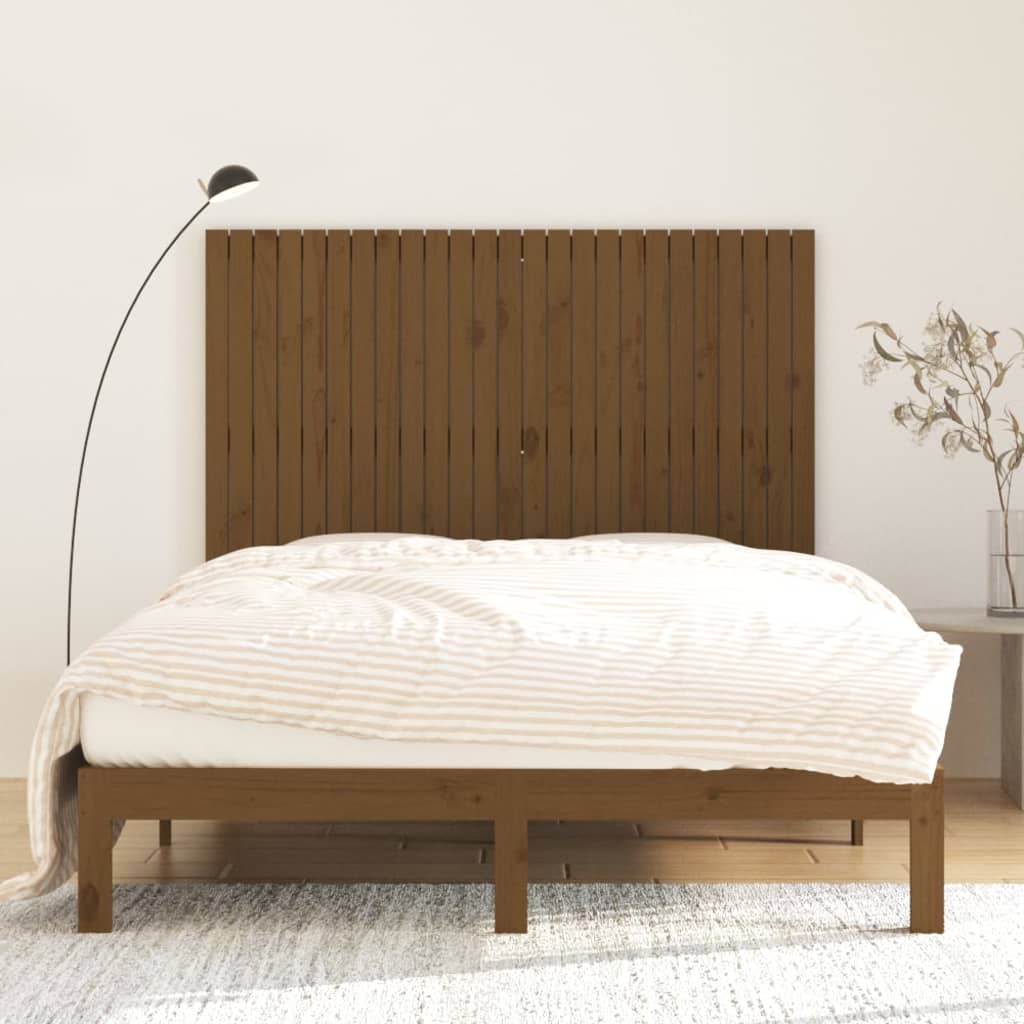 mézbarna tömör fenyőfa fali fejtámla 159,5x3x110 cm