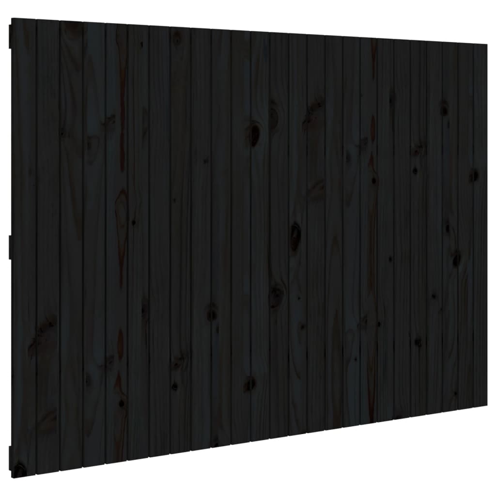 fekete tömör fenyőfa fali fejtámla 159,5x3x110 cm