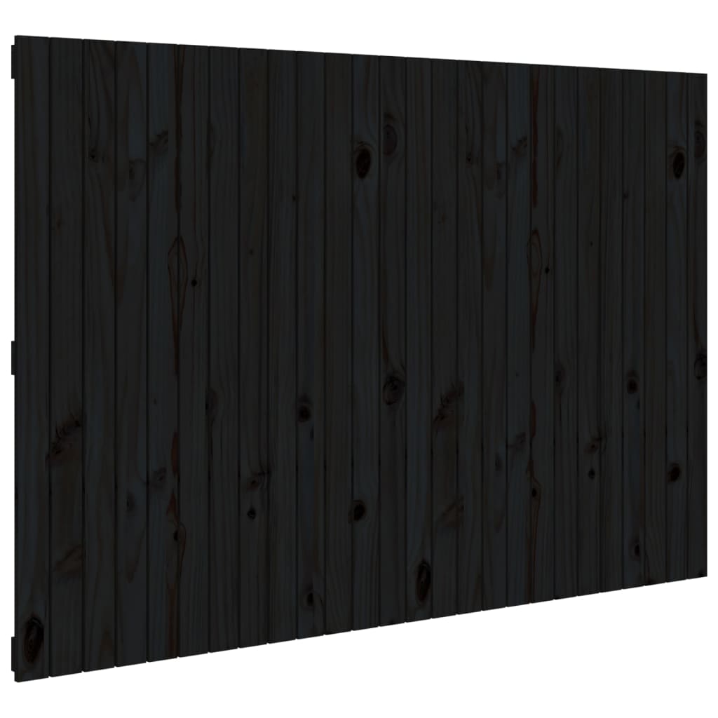 fekete tömör fenyőfa fali fejtámla 166 x 3 x 110 cm