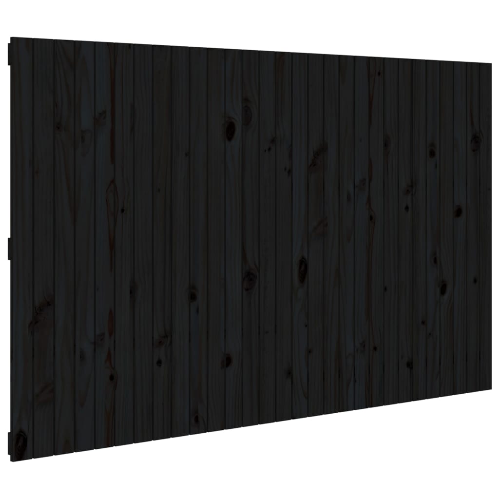 fekete tömör fenyőfa fali fejtámla 185 x 3 x 110 cm