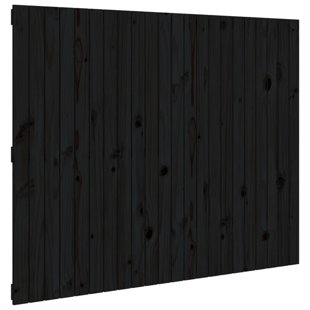fekete tömör fenyőfa fali fejtámla 140 x 3 x 110 cm
