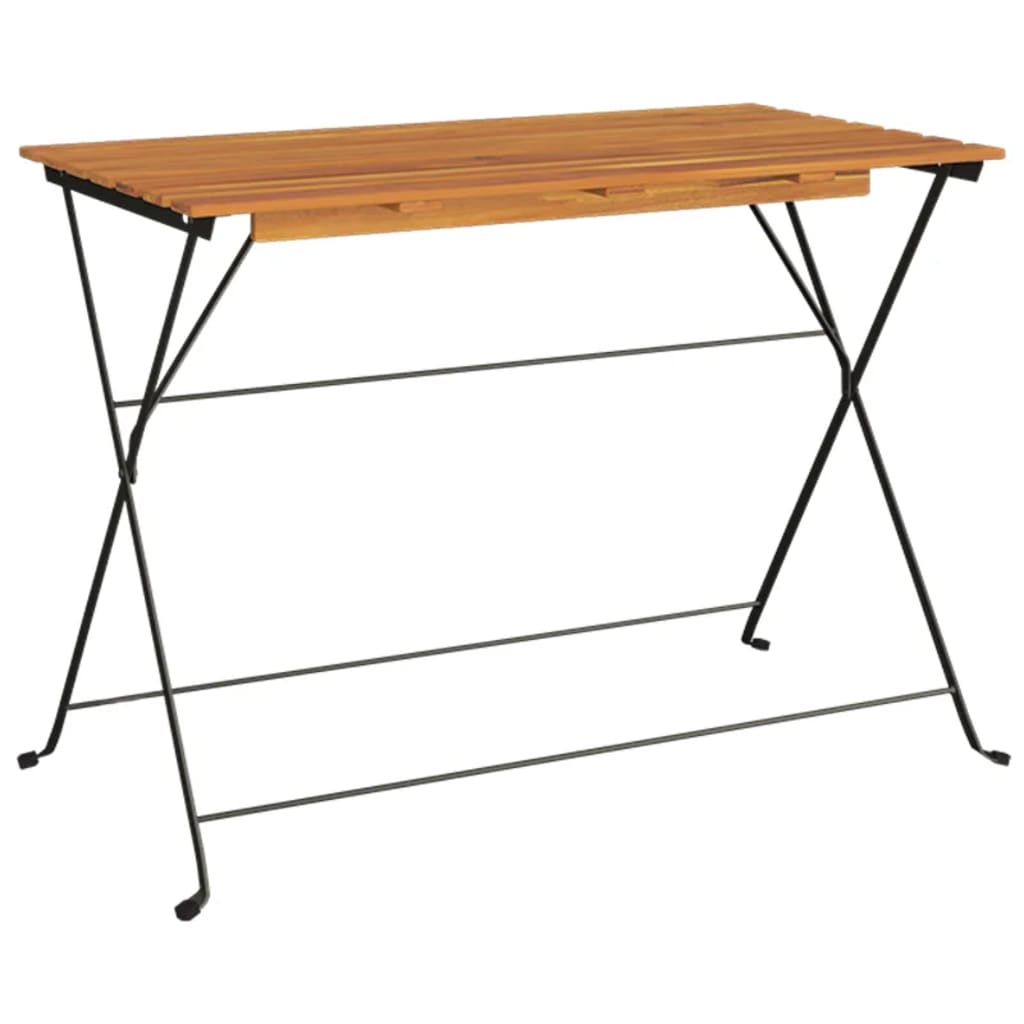 tömör akácfa és acél összecsukható bisztróasztal 100x54x71 cm