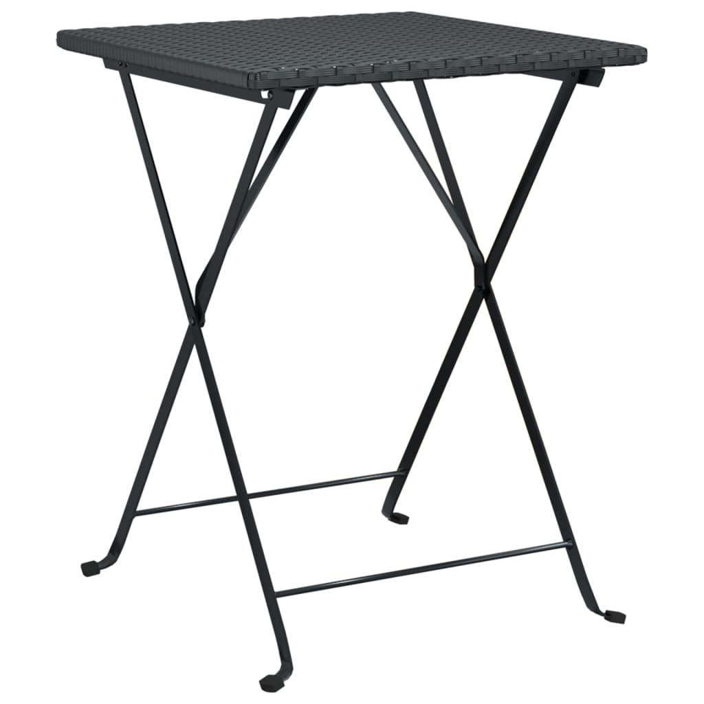 fekete összecsukható polyrattan bisztróasztal 55 x 54 x 71 cm