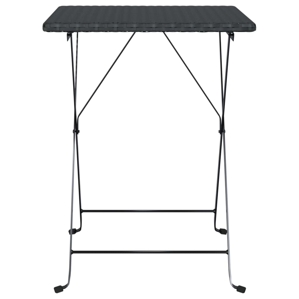fekete összecsukható polyrattan bisztróasztal 55 x 54 x 71 cm