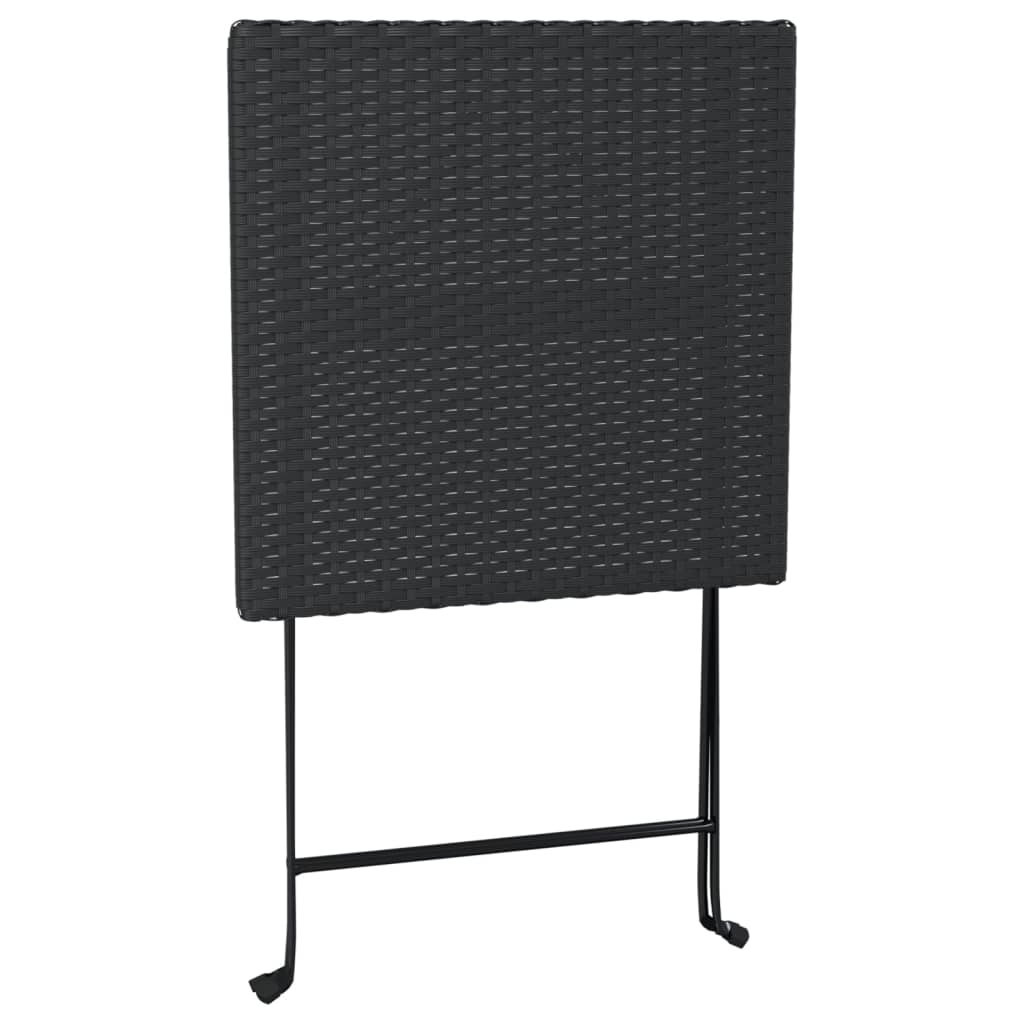 fekete összecsukható polyrattan bisztróasztal 55 x 54 x 71 cm