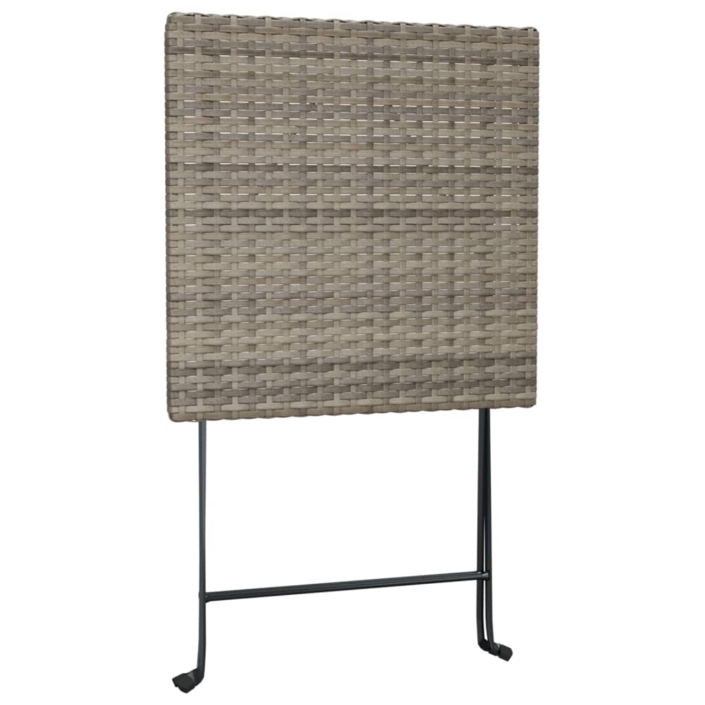 szürke összecsukható polyrattan bisztróasztal 55 x 54 x 71 cm