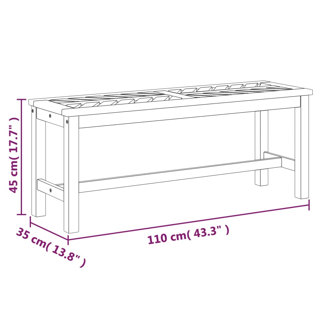 tömör akácfa kerti pad 110 cm
