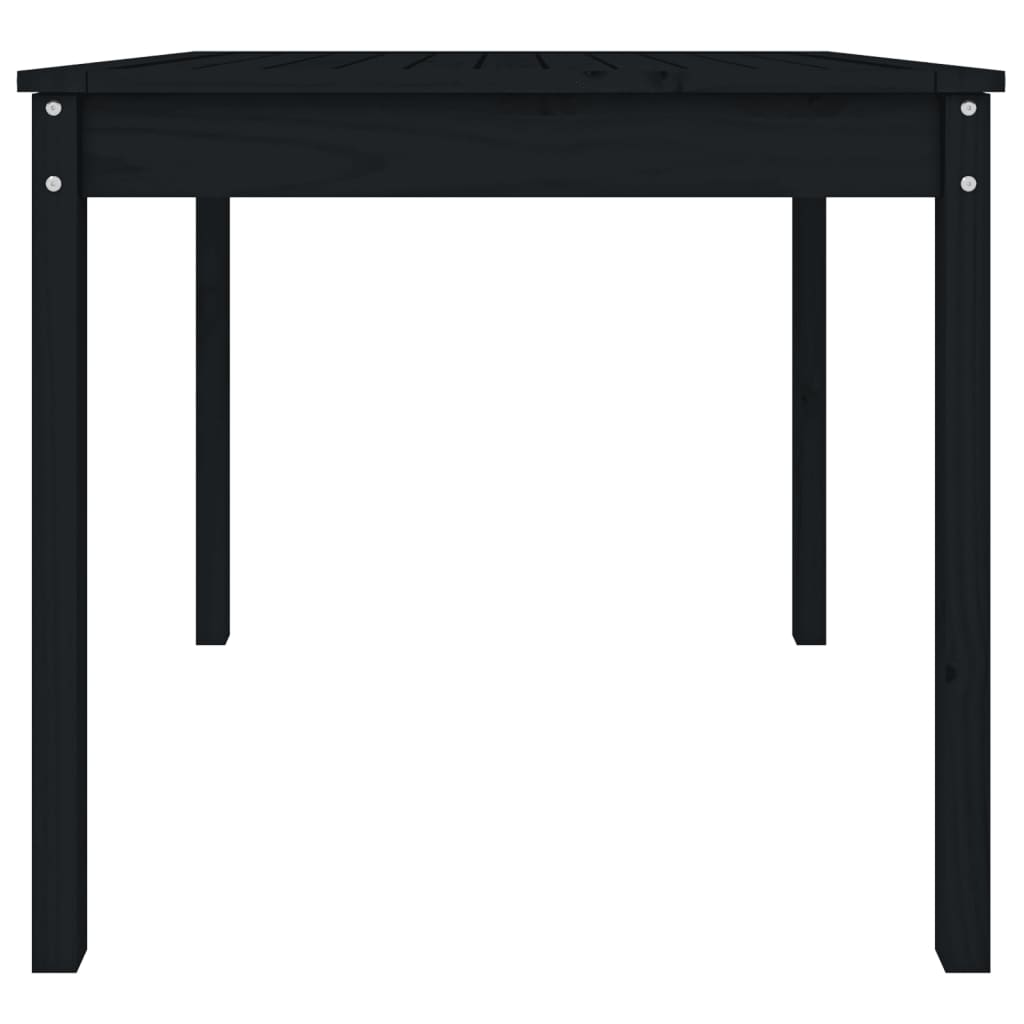 fekete tömör fenyőfa kerti asztal 82,5 x 82,5 x 76 cm