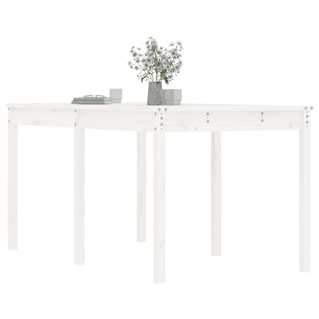 fehér tömör fenyőfa kerti asztal 159,5 x 82,5 x 76 cm
