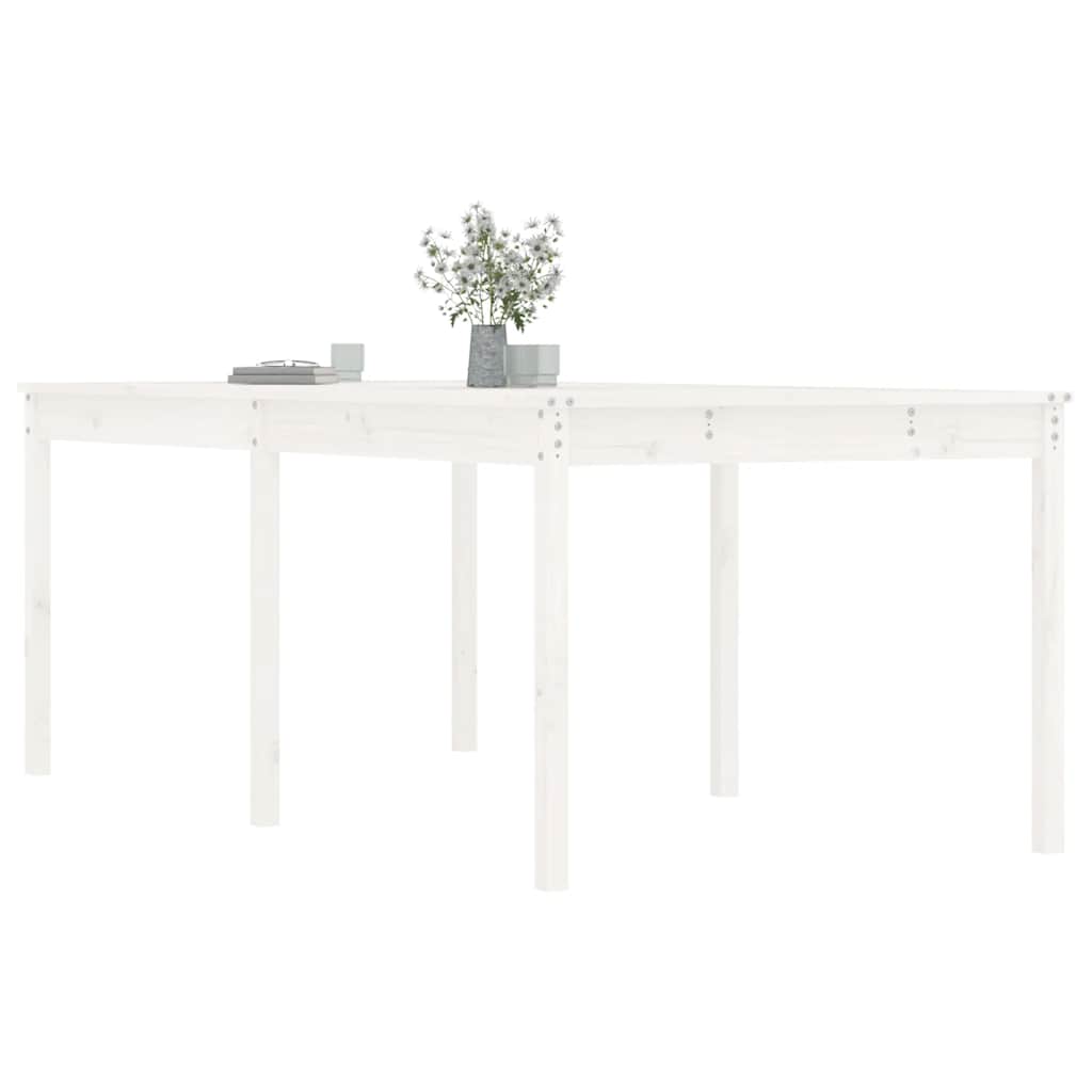 fehér tömör fenyőfa kerti asztal 203,5 x 100 x 76 cm