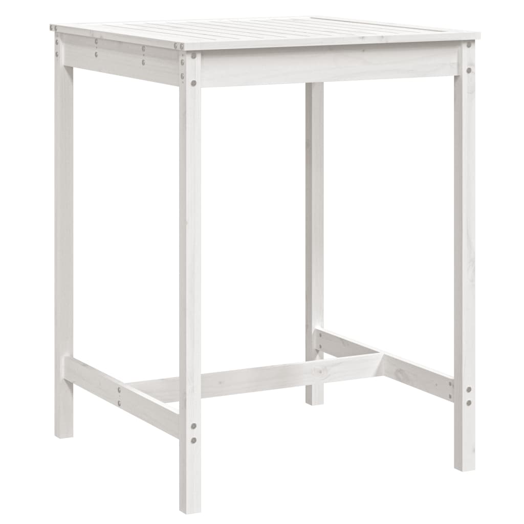 fehér tömör fenyőfa kerti asztal 82,5x82,5x110 cm