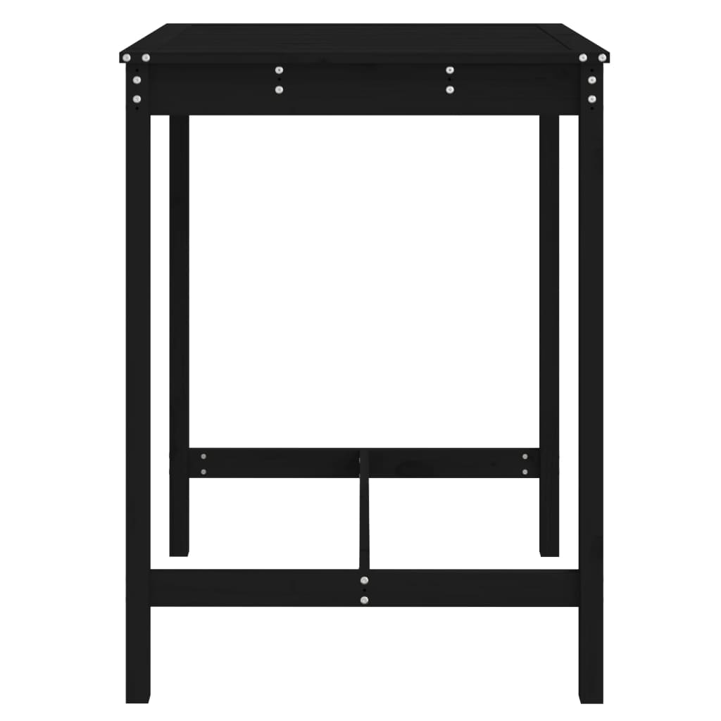 fekete tömör fenyőfa kerti asztal 82,5x82,5x110 cm