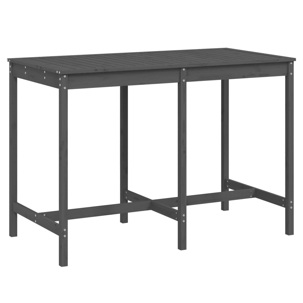 szürke tömör fenyőfa kerti asztal 159,5x82,5x110 cm