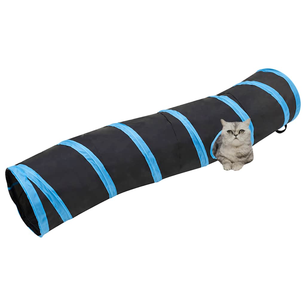 fekete és kék S-alakú poliészter macskaalagút 122 cm