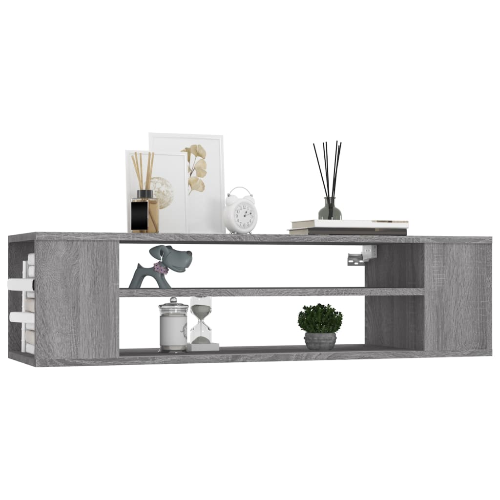 szürke sonoma színű szerelt fa függő TV-szekrény 100x30x26,5 cm