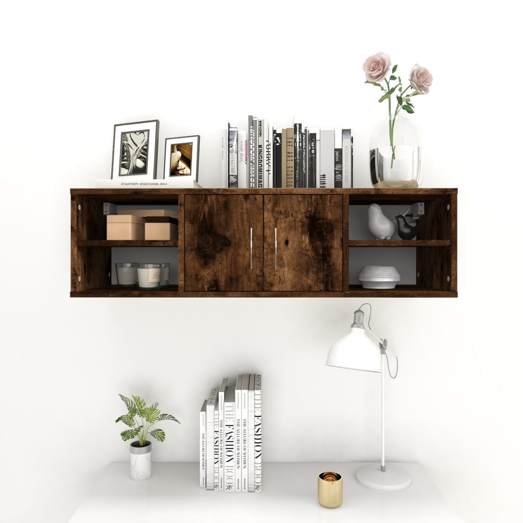 füstös tölgy színű szerelt fa fali polc 102x30x29 cm