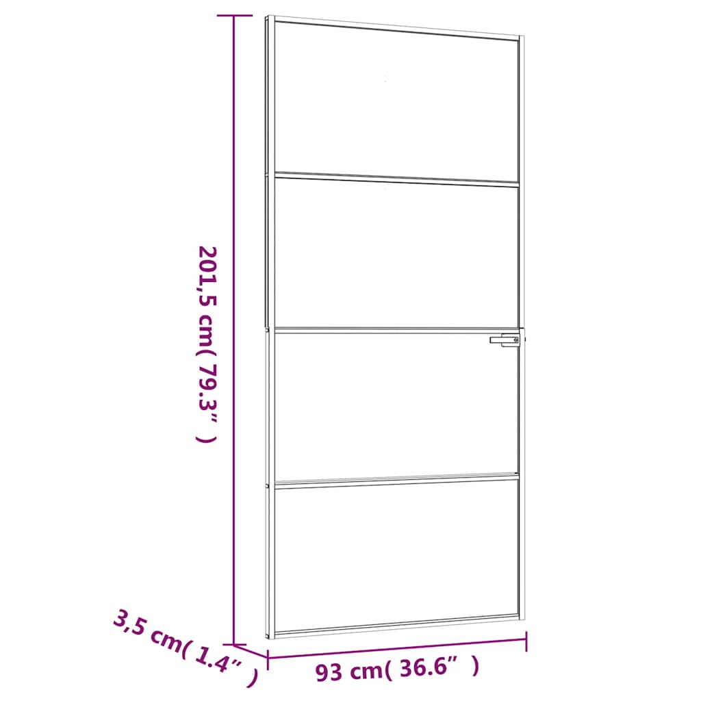 fehér edzett üveg és alumínium vékony beltéri ajtó 93x201,5 cm