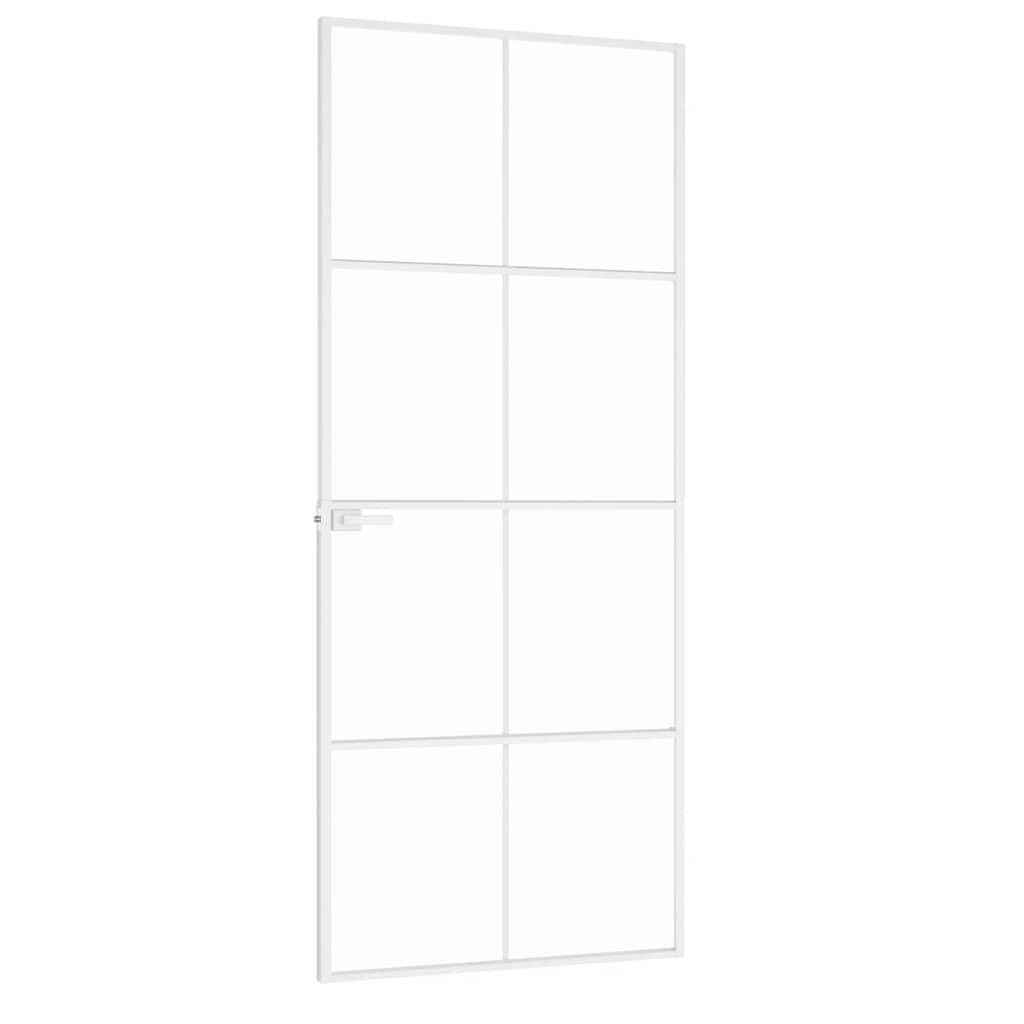 fehér edzett üveg és alumínium vékony beltéri ajtó 83x201,5 cm