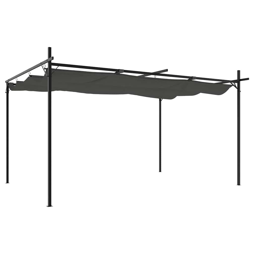 antracitszürke pergola behúzható tetővel 395 x 292 x 230 cm