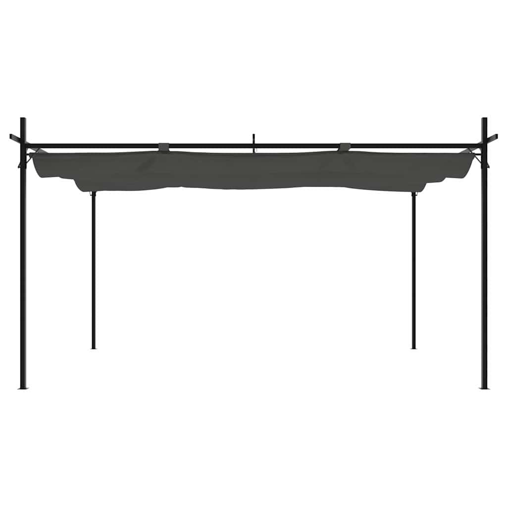 antracitszürke pergola behúzható tetővel 395 x 292 x 230 cm