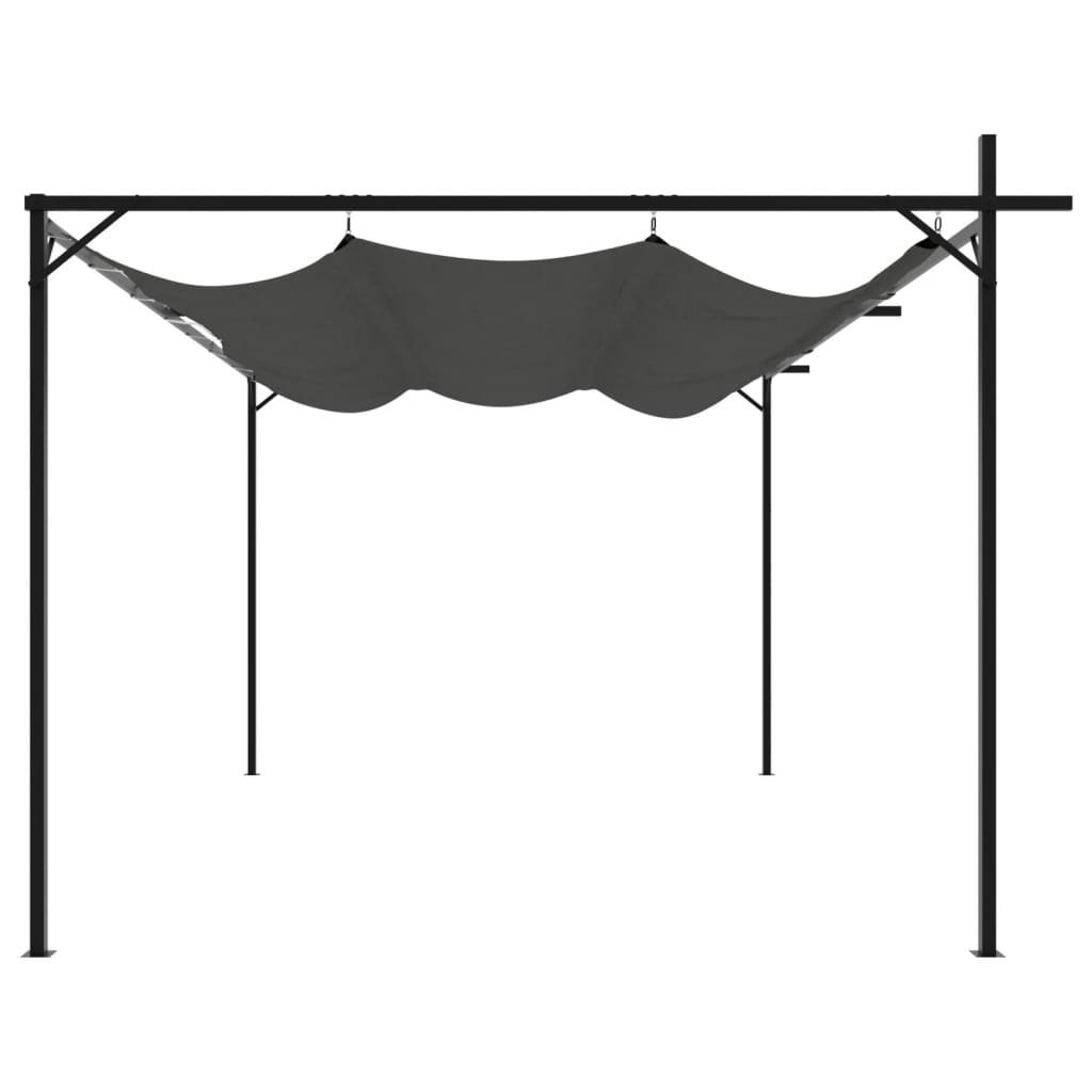 antracitszürke pergola behúzható tetővel 395 x 292 x 230 cm