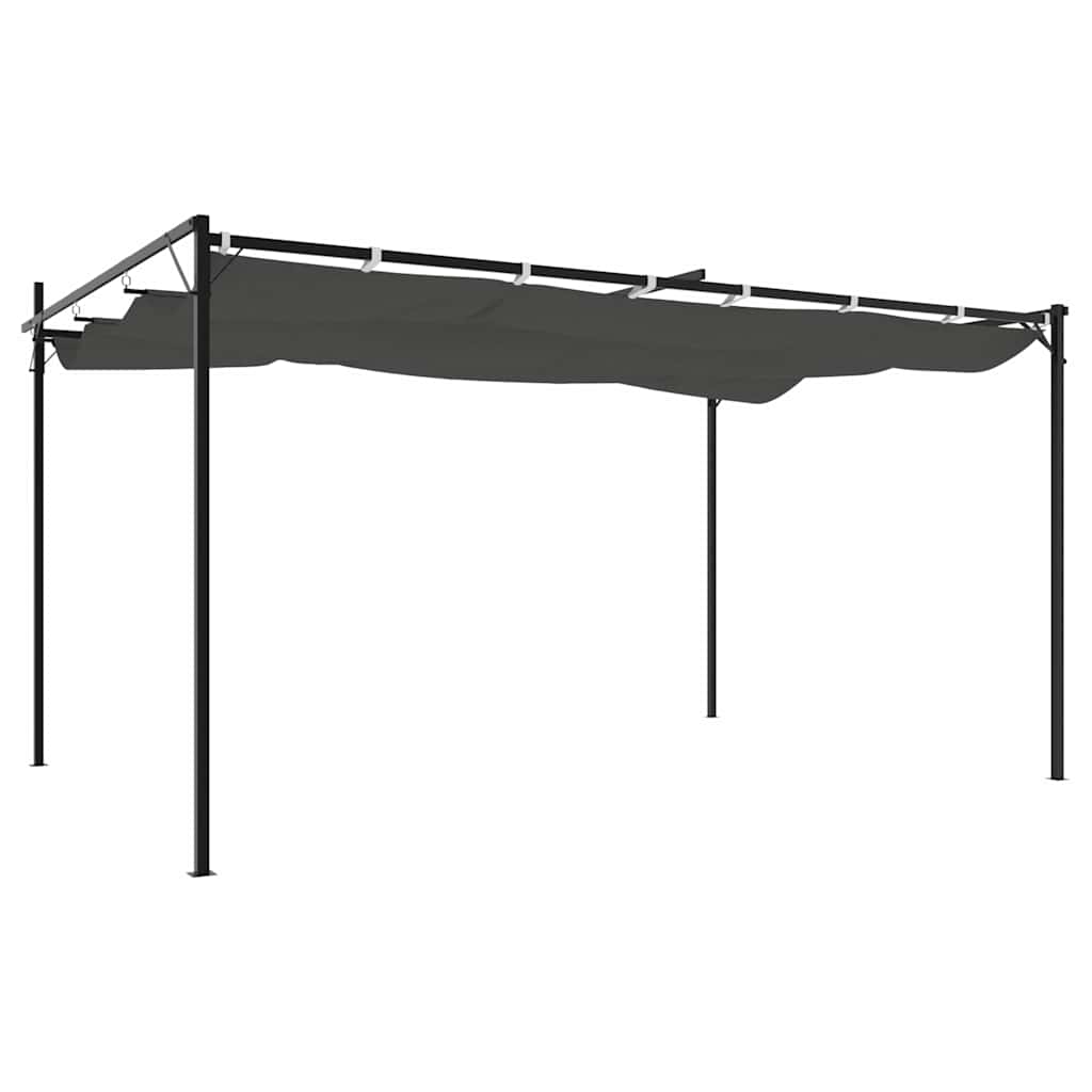 antracitszürke pergola behúzható tetővel 395 x 292 x 230 cm
