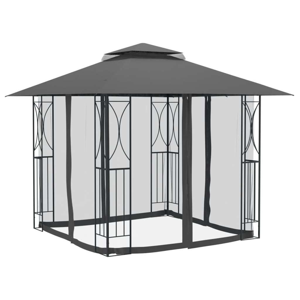 antracit acél pavilon oldalfalakkal 300 x 300 x 270 cm