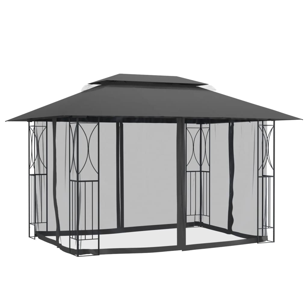 antracitszürke acélpavilon oldalfalakkal 400 x 300 x 270 cm