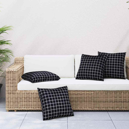 Szórt Párnák 4 pcs Fekete Kockás 40 x 40 cm Poliészter szövet