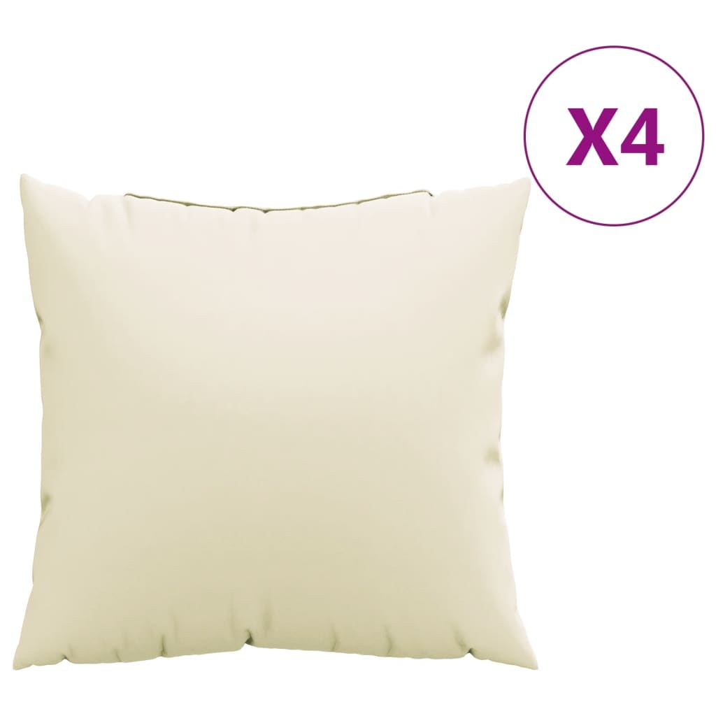 4 db krémszínű szövet kanapépárna 50 x 50 cm